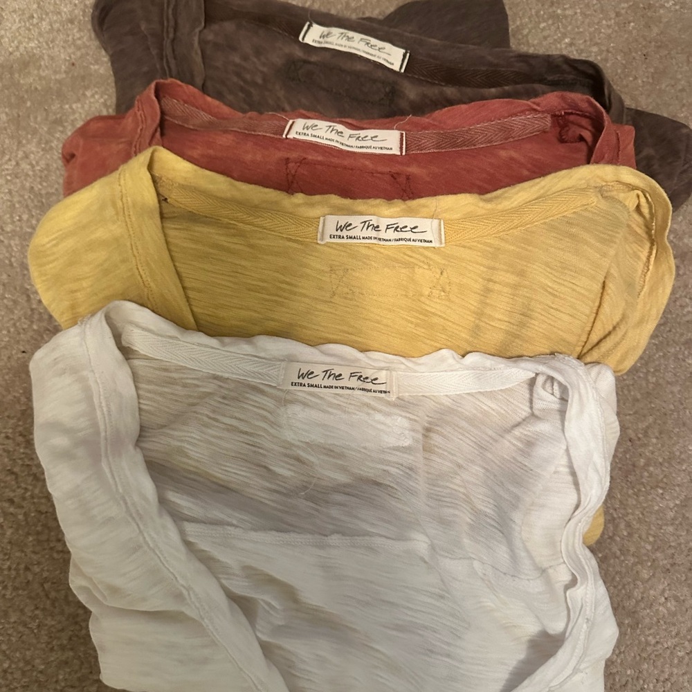 We The Free V-Neck Tee Collection - White, Yellow, Red, Brown/Black